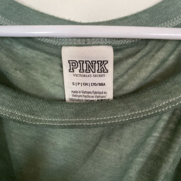 PINK, small olive green, thin T-shirt with V cut out - Picture 3 of 3